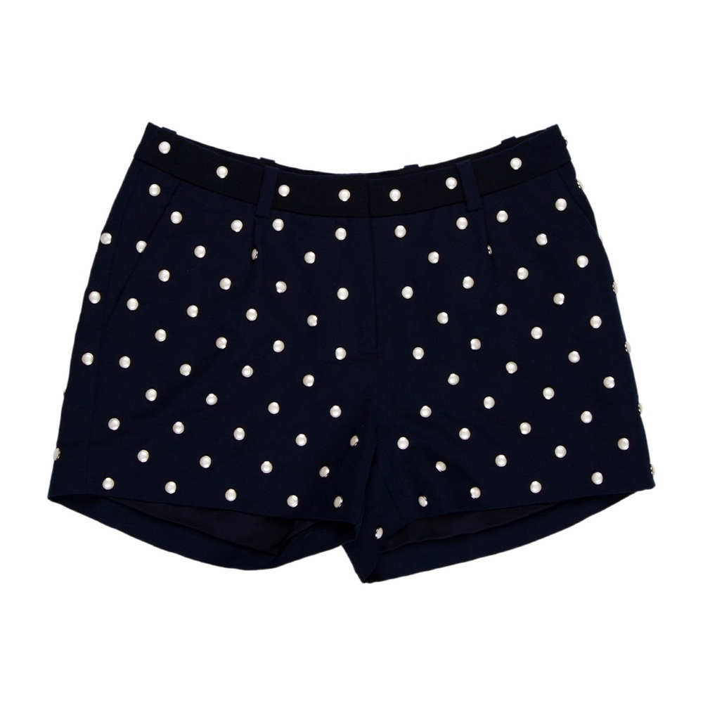 Diane Von Furstenberg Navy Pearl-Embellished Women's Shorts